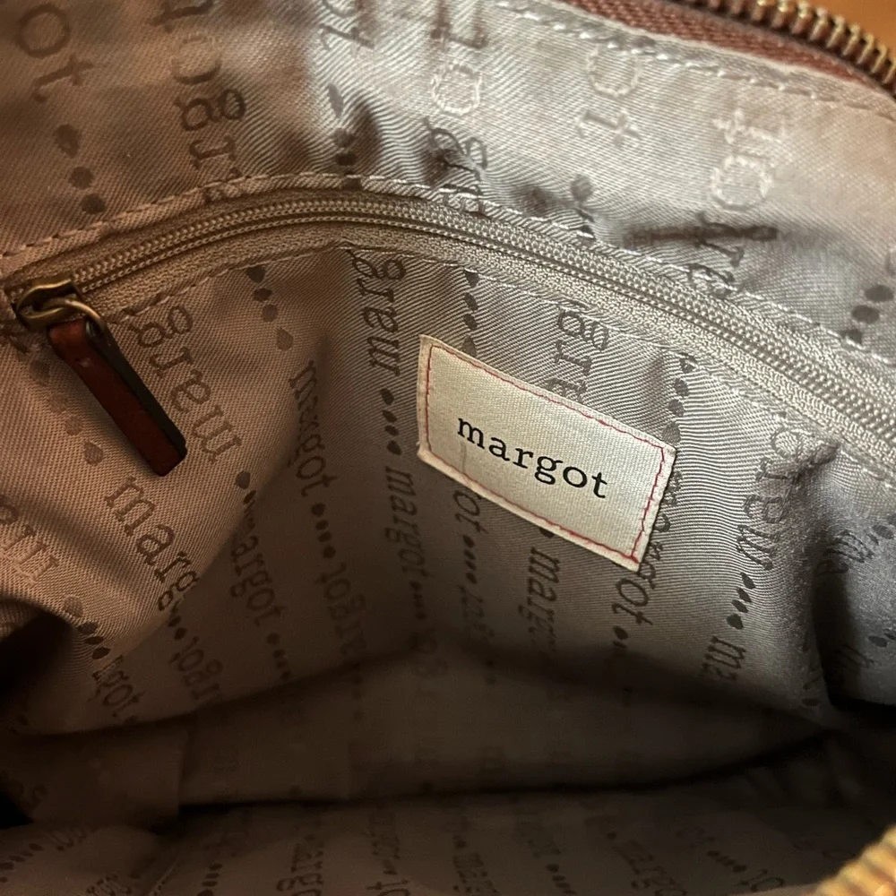 Margot Floral Leather Shoulder Bag - Reddish Brown - Picture 14 of 14